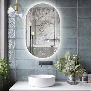 Olive Backlit Oval Wall Mirror, 80cm by The Chic Home, a Mirrors for sale on Style Sourcebook