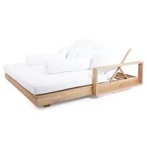 Bora Teak Timber Double Outdoor Sun Lounger with Arms by Ambience Interiors, a Outdoor Sunbeds & Daybeds for sale on Style Sourcebook