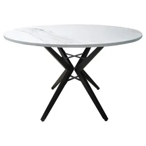 Maya Faux Marble Top Round Dining Table, 120cm, White / Black by Casa Uno, a Dining Tables for sale on Style Sourcebook
