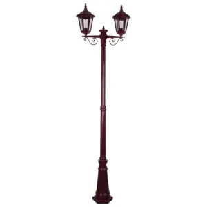 Chester Italian Made IP43 Exterior Post Lantern, 2 Light, Style A, 242cm, Burgundy by Domus Lighting, a Lanterns for sale on Style Sourcebook