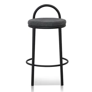 Anzio Boucle Fabric & Steel Counter Stool, Set of 2, Charcoal Grey / Black by Conception Living, a Bar Stools for sale on Style Sourcebook