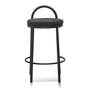Anzio Boucle Fabric & Steel Counter Stool, Set of 2, Black / Black by Conception Living, a Bar Stools for sale on Style Sourcebook