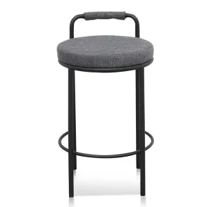Karmy Fabric & Steel Counter Stool, Set of 2, Charcoal Grey / Black by Conception Living, a Bar Stools for sale on Style Sourcebook