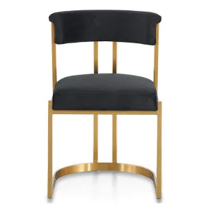 Pentax Velvet Fabric & Metal Dining Chair, Black / Gold by Conception Living, a Dining Chairs for sale on Style Sourcebook