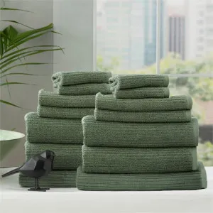 Renee Taylor Cobblestone 14 Piece Sage Towel Pack by null, a Towels & Washcloths for sale on Style Sourcebook