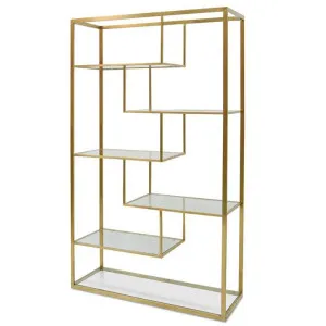 Elle 1.2m Glass Shelving Unit - Gold Frame by Interior Secrets - AfterPay Available by Interior Secrets, a Bookshelves for sale on Style Sourcebook