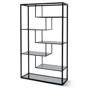 Elle 1.2m Grey Glass Shelving Unit - Black Frame by Interior Secrets - AfterPay Available by Interior Secrets, a Bookshelves for sale on Style Sourcebook