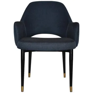 Albury Commercial Grade Gravity Fabric Tub Chair, Slim Metal Leg, Navy / Black Brass by Eagle Furn, a Chairs for sale on Style Sourcebook