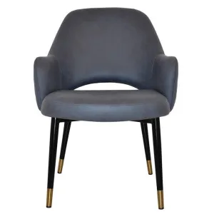 Albury Commercial Grade Pelle / Benito Fabric Tub Chair, Slim Metal Leg, Navy / Black Brass by Eagle Furn, a Chairs for sale on Style Sourcebook