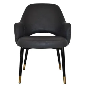 Albury Commercial Grade Pelle / Benito Fabric Tub Chair, Slim Metal Leg, Onyx / Black Brass by Eagle Furn, a Chairs for sale on Style Sourcebook