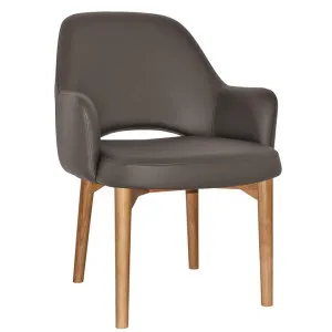 Albury Commercial Grade Vinyl Tub Chair, Timber Leg, Charcoal / Light Oak by Eagle Furn, a Chairs for sale on Style Sourcebook