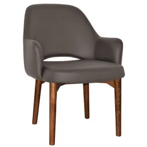 Albury Commercial Grade Vinyl Tub Chair, Timber Leg, Charcoal / Light Walnut by Eagle Furn, a Chairs for sale on Style Sourcebook
