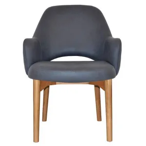 Albury Commercial Grade Pelle / Benito Fabric Tub Chair, Timber Leg, Navy / Light Oak by Eagle Furn, a Chairs for sale on Style Sourcebook