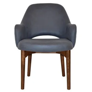 Albury Commercial Grade Pelle / Benito Fabric Tub Chair, Timber Leg, Navy / Light Walnut by Eagle Furn, a Chairs for sale on Style Sourcebook