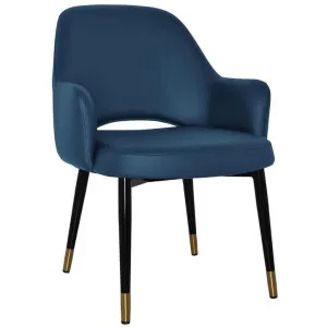 Albury Commercial Grade Vinyl Tub Chair, Slim Metal Leg, Blue / Black Brass by Eagle Furn, a Chairs for sale on Style Sourcebook