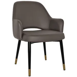 Albury Commercial Grade Vinyl Tub Chair, Slim Metal Leg, Charcoal / Black Brass by Eagle Furn, a Chairs for sale on Style Sourcebook