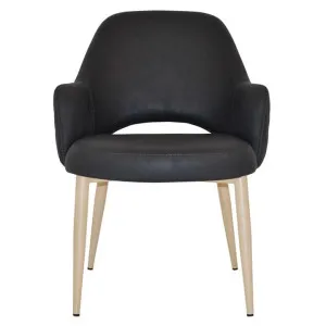 Albury Commercial Grade Pelle / Benito Fabric Tub Chair, Metal Leg, Onyx / Birch by Eagle Furn, a Chairs for sale on Style Sourcebook