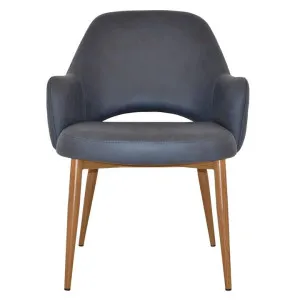 Albury Commercial Grade Pelle / Benito Fabric Tub Chair, Metal Leg, Navy / Light Oak by Eagle Furn, a Chairs for sale on Style Sourcebook