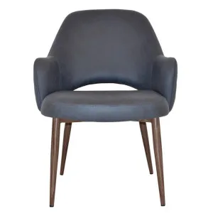 Albury Commercial Grade Pelle / Benito Fabric Tub Chair, Metal Leg, Navy / Light Walnut by Eagle Furn, a Chairs for sale on Style Sourcebook