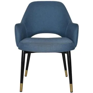 Albury Commercial Grade Gravity Fabric Tub Chair, Slim Metal Leg, Denim / Black Brass by Eagle Furn, a Chairs for sale on Style Sourcebook