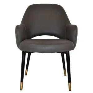 Albury Commercial Grade Pelle / Benito Fabric Tub Chair, Slim Metal Leg, Java / Black Brass by Eagle Furn, a Chairs for sale on Style Sourcebook