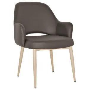 Albury Commercial Grade Vinyl Tub Chair, Metal Leg, Charcoal / Birch by Eagle Furn, a Chairs for sale on Style Sourcebook