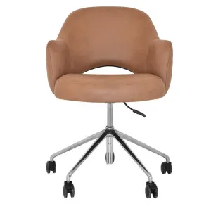Albury Commercial Grade Pelle / Benito Fabric Gas Lift Office Armchair, V2, Tan / Silver by Eagle Furn, a Chairs for sale on Style Sourcebook