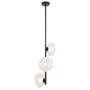 Zecca Iron & Glass Vertical Pendant Light, 3 Light, Black / Opal by Telbix, a Pendant Lighting for sale on Style Sourcebook