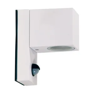 Atlas IP54 Exterior Down Wall Light with Sensor, White by Oriel Lighting, a Outdoor Lighting for sale on Style Sourcebook