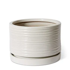 Henley Ceramic Planter & Saucer White - 42cm x 42cm x 32cm by James Lane, a Plant Holders for sale on Style Sourcebook