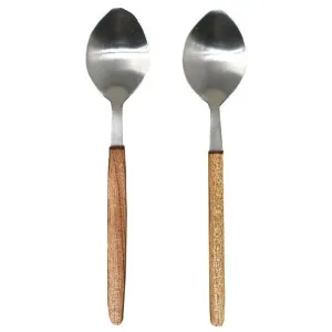 Fetuna Stainless Steel Pointed Spoon, Timber Handle, Set of 2 by NF Living, a Cutlery for sale on Style Sourcebook