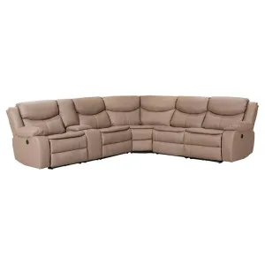 Leonay Leather Look Fabric Modular Corner Sofa with Electric Recliners, 6 Seater, Latte by Brighton Home, a Sofas for sale on Style Sourcebook