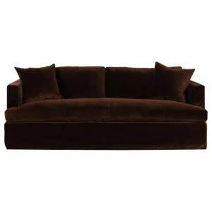 Birkshire Velvet Fabric Slip Cover Sofa, 3 Seater, Dark Chocolate by Cozy Lighting & Living, a Sofas for sale on Style Sourcebook