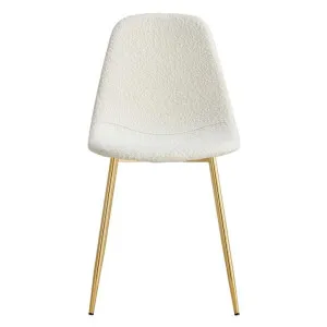 Luca Boucle Fabric Dining Chair, Set of 2, White / Gold by Room Life, a Dining Chairs for sale on Style Sourcebook
