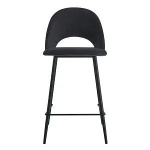 Asta Velvet Fabric Counter Stool, Set of 2, Black / Black by Room Life, a Bar Stools for sale on Style Sourcebook