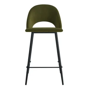 Asta Velvet Fabric Counter Stool, Set of 2, Olive / Black by Room Life, a Bar Stools for sale on Style Sourcebook