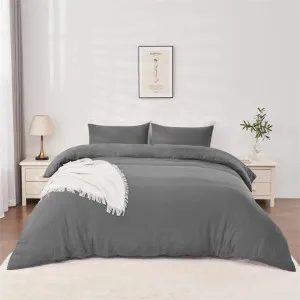 Linenova Pre-Washed Charcoal Quilt Cover Set by null, a Quilt Covers for sale on Style Sourcebook