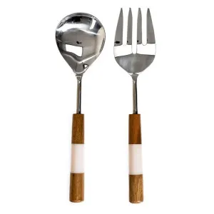 Cerro 2 Piece Timber Handled Stainless Steel Salad Server Set by Casa Uno, a Cutlery for sale on Style Sourcebook