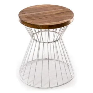 Mares Teak & Iron Indoor / Outdoor Round Dining Stool by Casa Uno, a Bar Stools for sale on Style Sourcebook