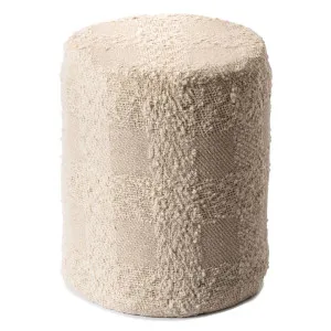 Layla Textured Cotton Ottoman Stool, Ivory by Casa Uno, a Ottomans for sale on Style Sourcebook