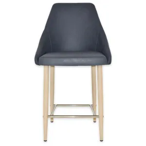 Stockholm Commercial Grade Pelle Fabric Counter Stool, Metal Leg, Navy / Birch by Eagle Furn, a Bar Stools for sale on Style Sourcebook
