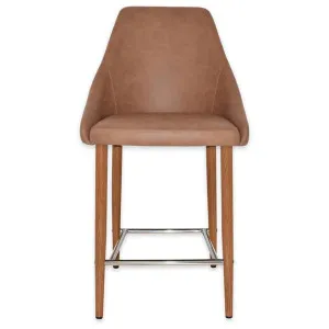 Stockholm Commercial Grade Pelle Fabric Counter Stool, Metal Leg, Tan / Light Oak by Eagle Furn, a Bar Stools for sale on Style Sourcebook