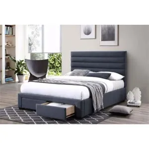 Jackson Fabric Platform Bed with End Drawers, King by Glano, a Beds & Bed Frames for sale on Style Sourcebook