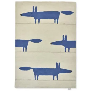 Scion Mr Fox Hand Tufted Designer Wool Rug, 150x90cm, Pebble / Denim by Scion, a Kids Rugs for sale on Style Sourcebook