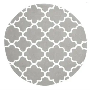 Journee Trellis Kids Round Rug, 150cm, Grey by Rug Culture, a Kids Rugs for sale on Style Sourcebook
