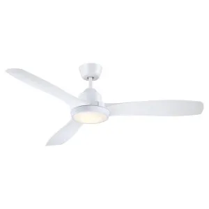 Raptor DC Ceiling Fan with Dimmable CCT LED Light, 130cm/52", White by Mercator, a Ceiling Fans for sale on Style Sourcebook