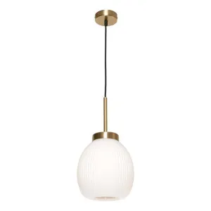 Garman Ribbed Glass Pendant Light, Gold by Cougar Lighting, a Pendant Lighting for sale on Style Sourcebook