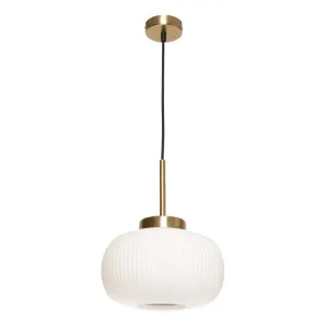 Hutton Ribbed Glass Pendant Light, Gold by Cougar Lighting, a Pendant Lighting for sale on Style Sourcebook