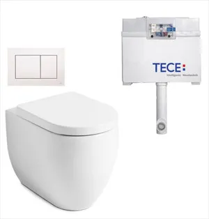 Flo Rimless In-wall Toilet Suite S&P Trap with Square ABS Matte White Button by Tece, a Toilets & Bidets for sale on Style Sourcebook