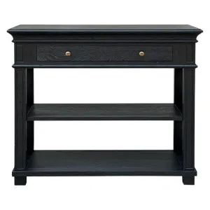 Heston II Oak Timber Console Table, 95cm, Black Oak by Manoir Chene, a Console Table for sale on Style Sourcebook